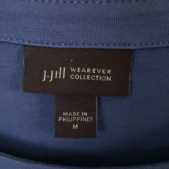 J Jill weaver collection, blue long sleeve dress, flowy, soft, crew neck. Sz M - Picture 5 of 7